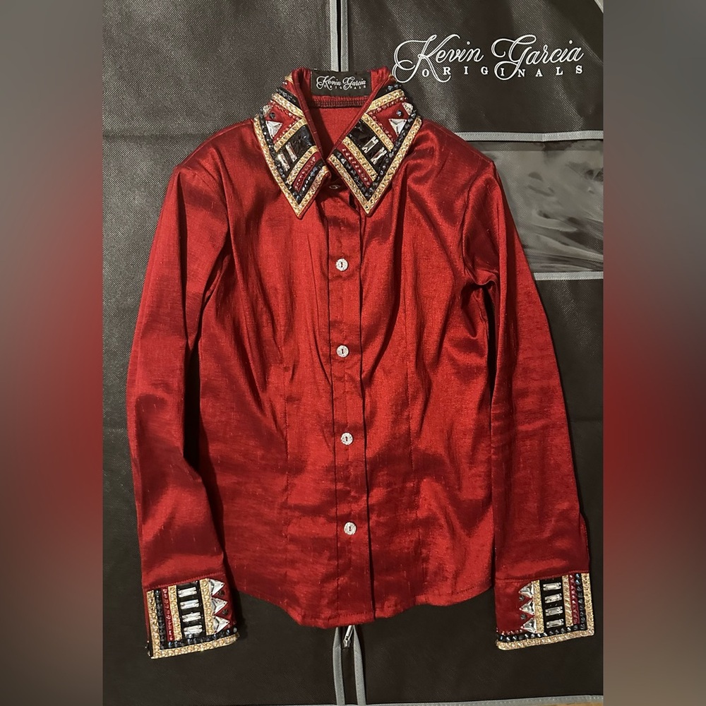 Like New!!!! Kevin Garcia Originals Youth Hidden Zipper Retro Western Show Shirt